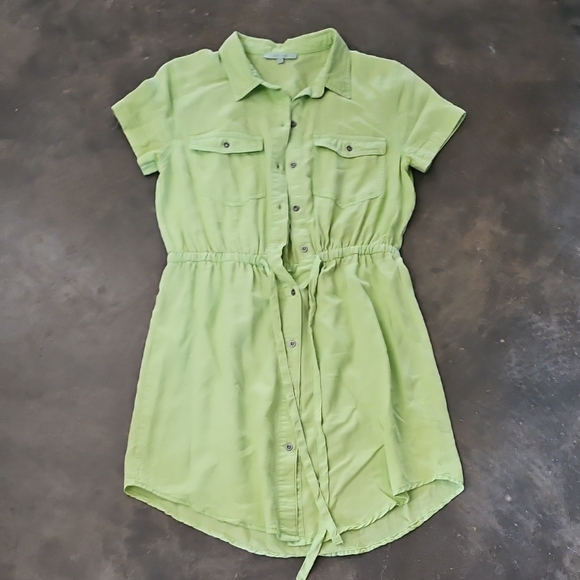Love Tree Dresses & Skirts - Gorgeous LOVE TREE Lime Green Tencel Cotton Button Down Shirt Dress Size S